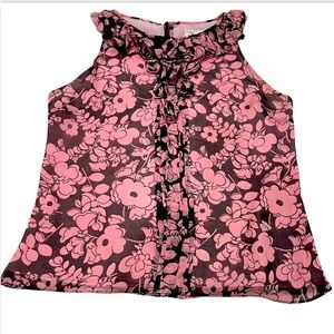 Milly An Original Milly of New York 100% Silk Pink and Black Blouse size 12 EUC.